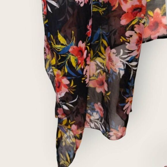 Lane Bryant Semi Sheer Swimsuit‎ Cover Up Crochet Tropical Floral Black Beachy - Picture 5 of 9